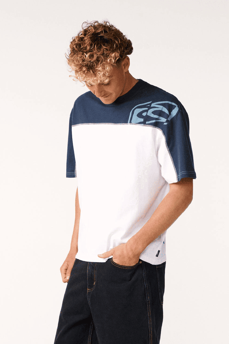 RipCurl Archive Thrashed Panel Vyriški Marškinėliai | White | Surfwax