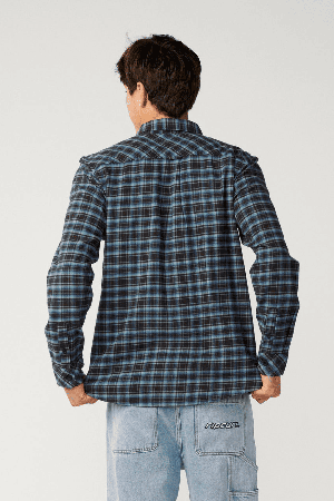 RipCurl Classic Surf Checked In Flannel Vyriški Marškiniai | Washed Black | Surfwax