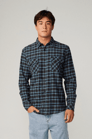 RipCurl Classic Surf Checked In Flannel Vyriški Marškiniai | Washed Black | Surfwax