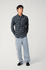RipCurl Classic Surf Checked In Flannel Vyriški Marškiniai | Washed Black | Surfwax
