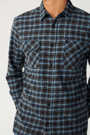 RipCurl Classic Surf Checked In Flannel Vyriški Marškiniai | Washed Black | Surfwax