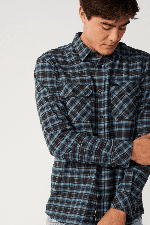 RipCurl Classic Surf Checked In Flannel Vyriški Marškiniai | Washed Black | Surfwax