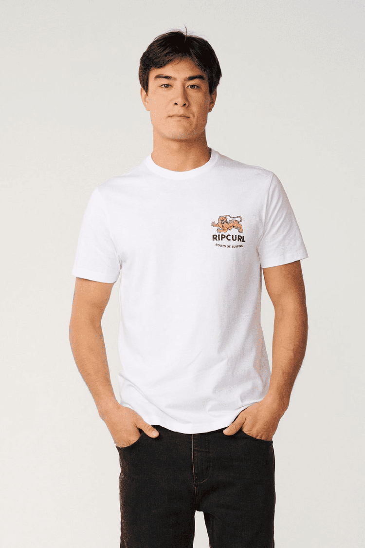 RipCurl Streamline Animal Vyriški Marškinėliai | White | Surfwax