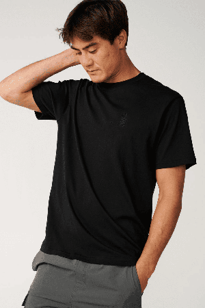 RipCurl Search Series Vaporcool Embroid Vyriški Marškinėliai | Black | Surfwax